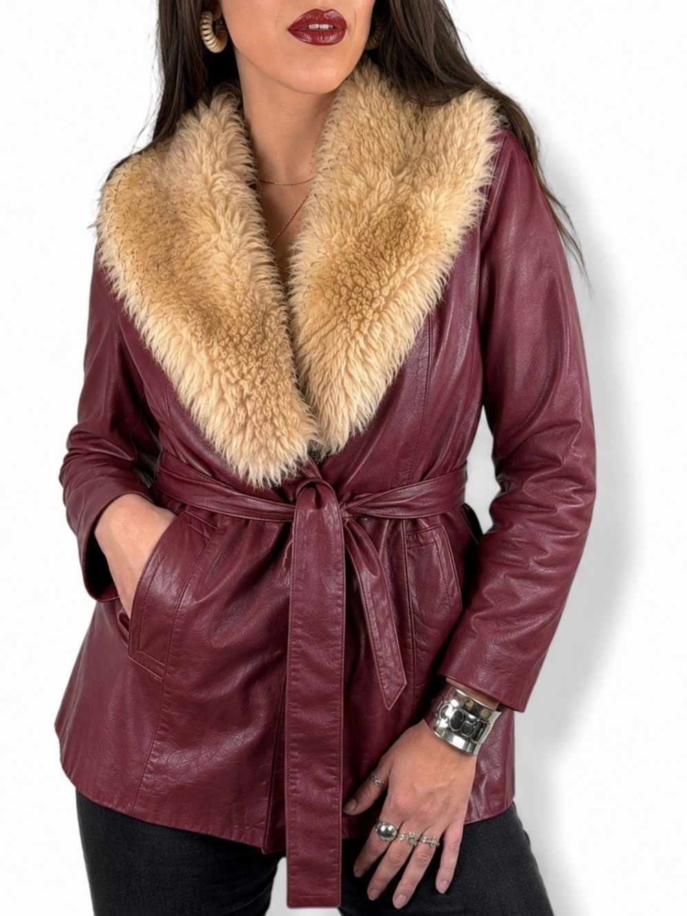 1960's Penny Lane shearling trim leather jacket